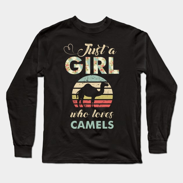 Just A Girl Who Loves Camels Retro Vintage Camel Long Sleeve T-Shirt by magazin